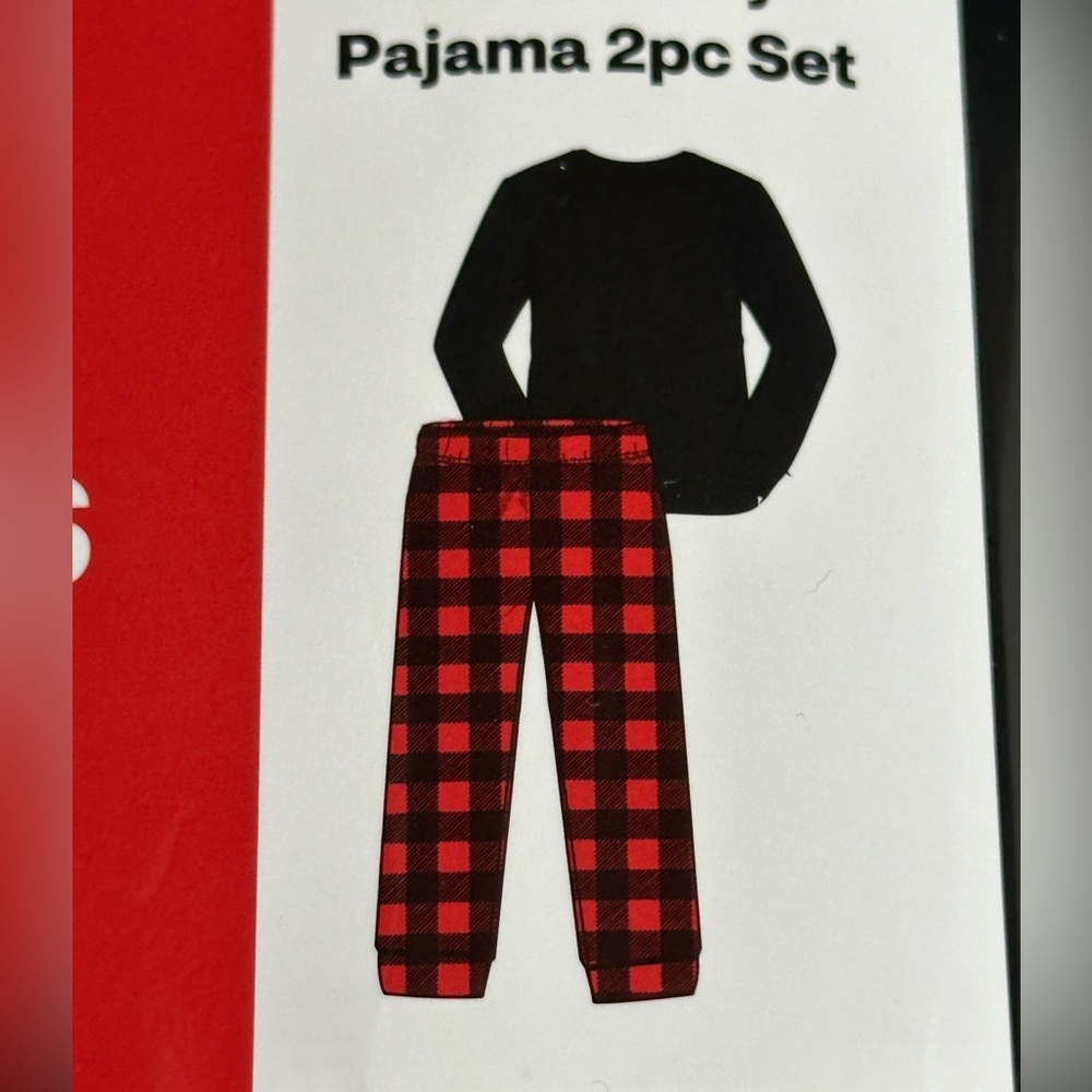 Plaid Flannel Pajama with Black top set for kids size 5-7
